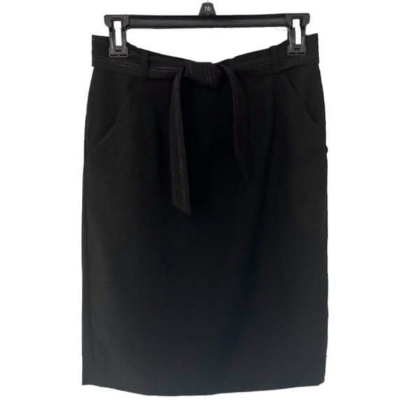 DKNY Black Crepe  Wool Skirt Size 8 - Picture 3 of 12